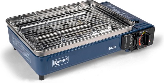 Kampa Sizzle Draagbare Camping Barbecue Gas Grill 34 x 26 cm Blauw van Kampa