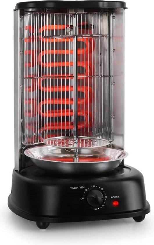 Kebap Master Verticale Grill 1800W zwart incl. spiesset van Merkloos