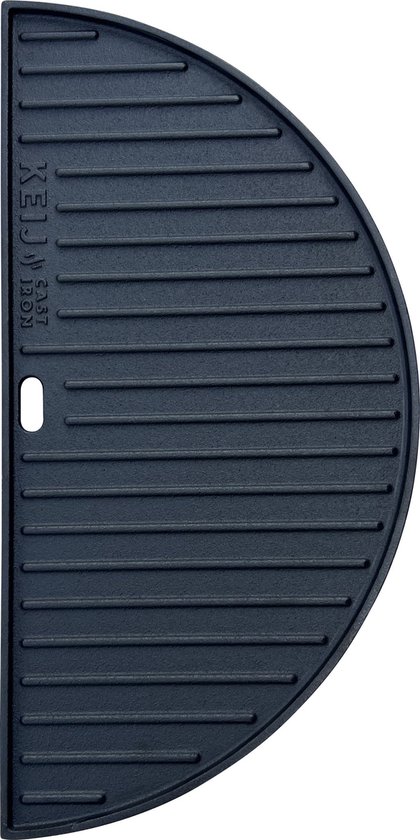 Keij Kamado Halve Maan Grillplaat / Plancha Large - Geëmailleerd Gietijzer - 2-zijdig - 46.5 cm - voor 21 inch Kamado's - Universeel van Merkloos