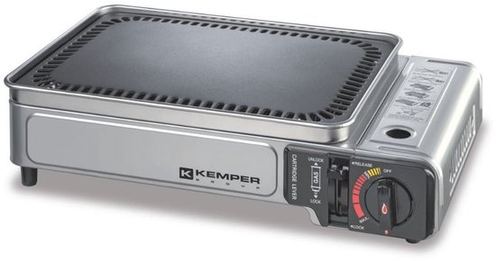 Kemper draagbare Plancha grill in koffer - draagbare gasbarbecue zonder gasfles van Merkloos