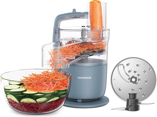 Kenwood MultiPro Go FDP22.130GY - Foodprocessors - Blauw - - Snijd/Rasp direct op je bord - Opbergen in je keukenlade - Veelzijdig: hakken, snijden, raspen - Vaatwasser bestendige accessoires - [onderdeel GO collectie] van Kenwood