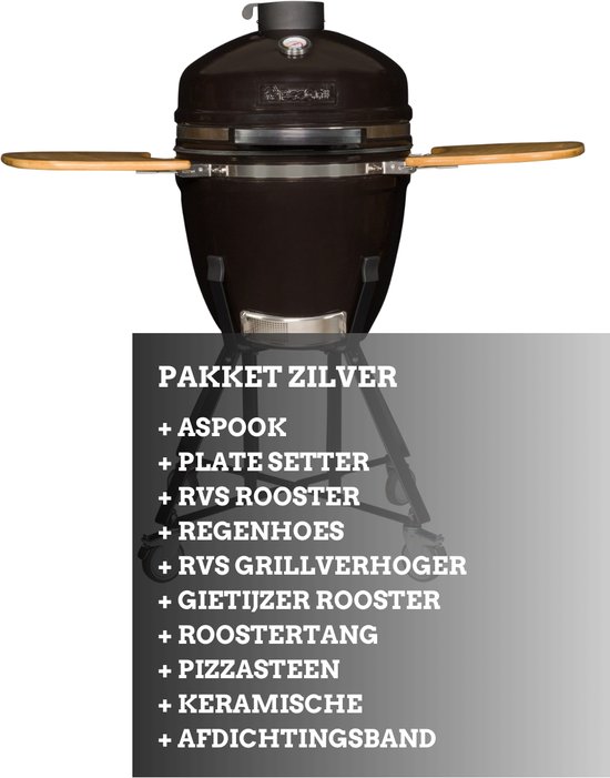 Keramische Kamado 21 inch Zilver van Grill Guru