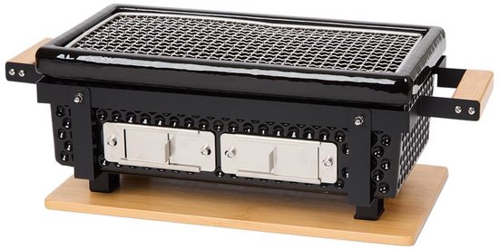 Keramische Tafelbarbecue Zwart – Compacte BBQ met Deksel voor Tafelgebruik en Buiten koken