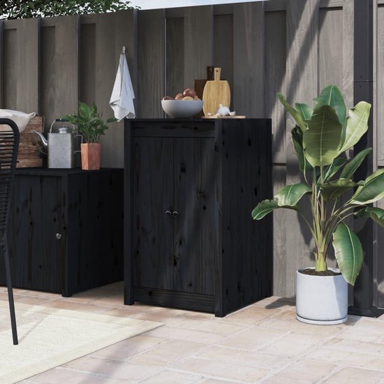 Keukendeurtjes Buiten - Houten Kastdeuren - Buitenkeuken Completeren - Massief Vurenhout - 50x82cm - Zwart