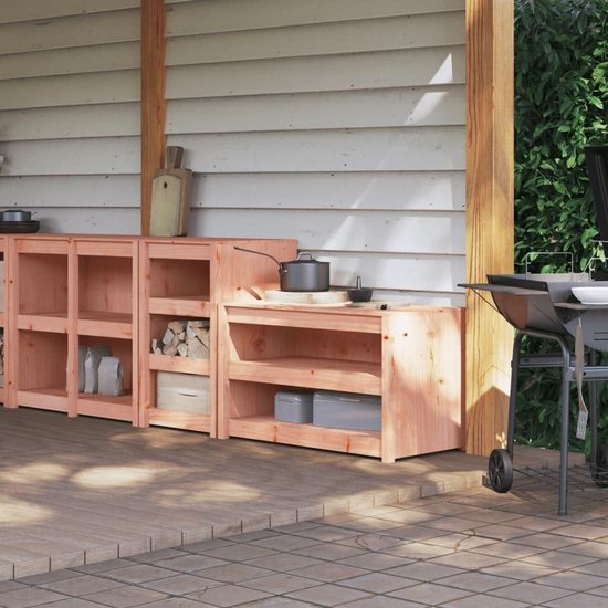 Keukenkasten Set - Buitenkeuken Kasten - Opbergen Buiten - Modulair Ontwerp - 106 x 55 x 64 cm - Natuurlijk Hout