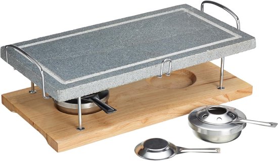 KIRA® Tafelgrill - Hot Stone Grill - Gourmet Tafelgrill - Grijs - 39cm x 21cm x 2cm