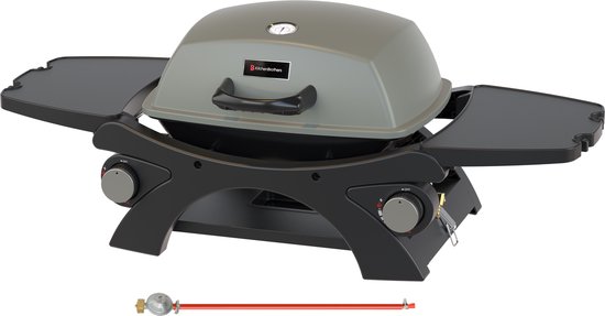 KitchenBrothers Gas BBQ - Tafelmodel Barbecue - Tafelbarbecue - Anti-aanbaklaag - 37x48 cm Grilloppervlak - Zwart van KitchenBrothers