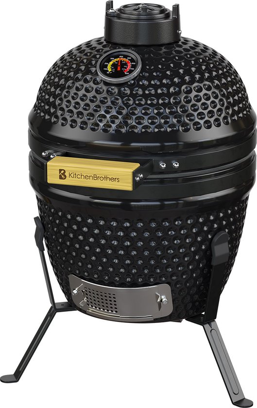 KitchenBrothers Kamado BBQ - 13 Inch Houtskool Barbecue - 27⌀ cm - Egg BBQ - Zwart van KitchenBrothers