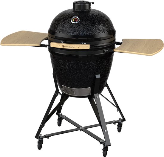 KitchenBrothers Kamado BBQ - 21 Inch Houtskool Barbecue - PFAS-Vrij - 53⌀ cm - Complete Set - Egg BBQ met Accessoires inclusief Hoes - Zwart van Merkloos