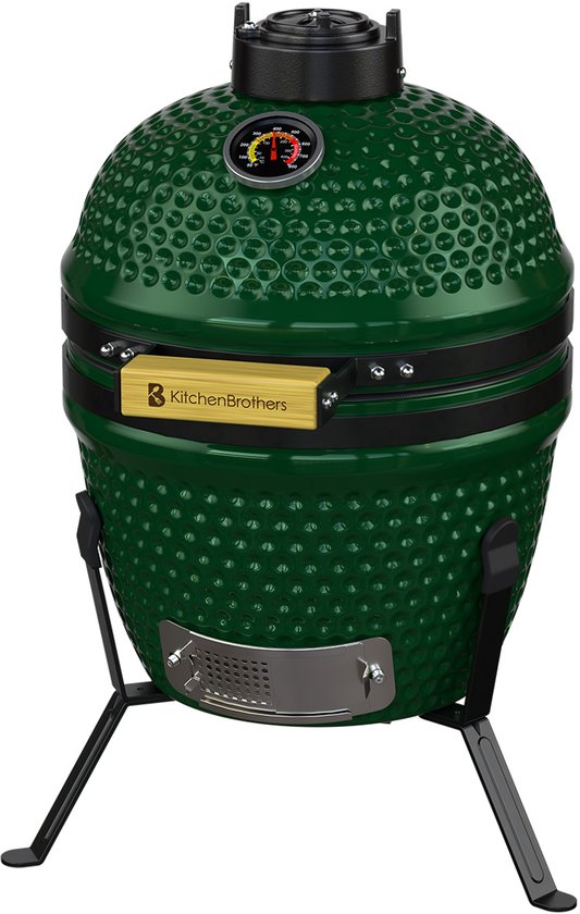 KitchenBrothers Kamado BBQ - BPA en PFAS Vrij - 13 Inch Houtskool Barbecue - 27⌀ cm - Egg BBQ - Groen van Merkloos