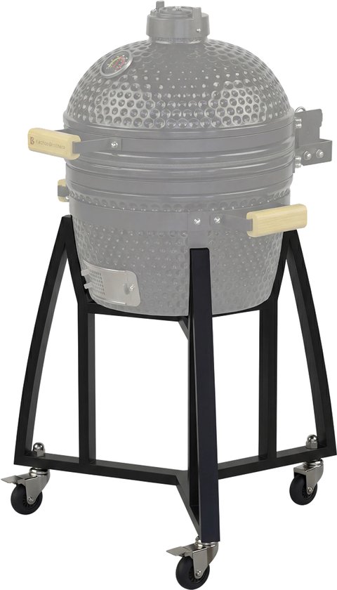 KitchenBrothers Kamado BBQ Onderstel - Voor 41⌀ cm - Geschikt voor 16 inch KitchenBrothers Kamado - 102 cm Hoogte - Met Wielen en Rem - Zwart van Merkloos