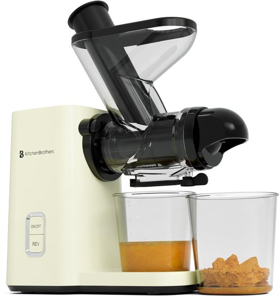 KitchenBrothers Slowjuicer - Mini Juicer - Groenten en Fruitpers - 40 mm en 50 mm invoer - 400 ml - Campagne van KitchenBrothers