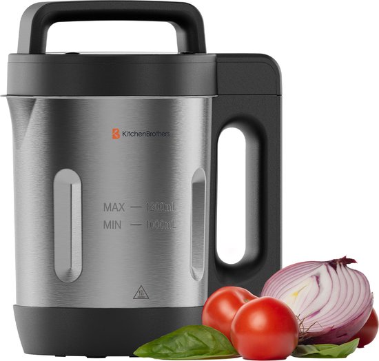 KitchenBrothers Soepmaker - 1.2L - 5 Programma's - Timer Display - Blender - RVS/Zwart van KitchenBrothers
