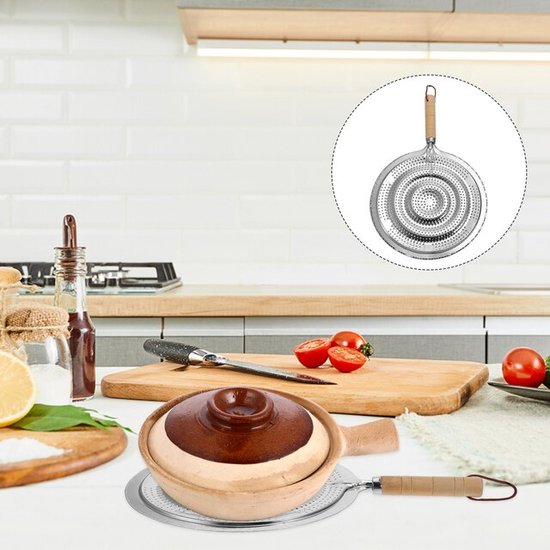 KitchenCraft Sudderplaat/Warmteverdeler met Houten Handgreep