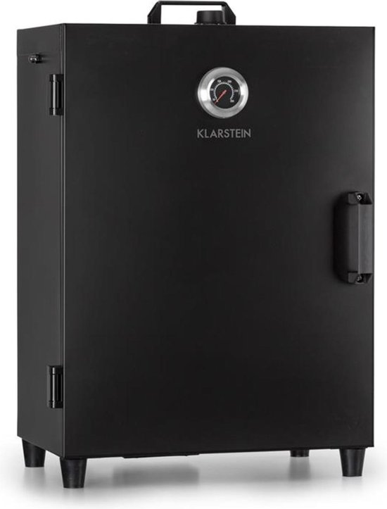 Klarstein Flintstone ,rookoven, Black Stainless Steel, 1600 Watt, regelbarer Thermostaat, integriertes Thermometer, 3 rookroosters, doppelwandige rvs-deur, grapghitgrau - Smoker Rookoven - RVS - Zwart - Pizza Oven - Steenoven