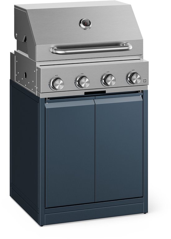 Klarstein WaldChef gasbarbecue 30 mbar – 4 branders BBQ grill 12.800 W, rvs, gietijzeren grillrooster, thermometer, piëzo ontsteking van Merkloos