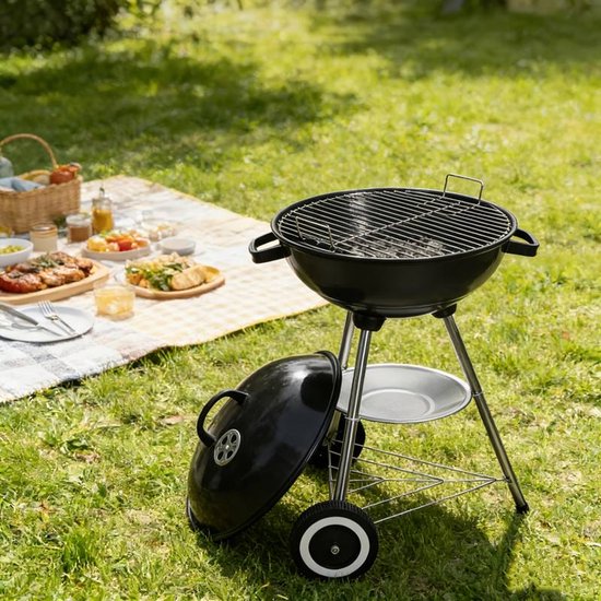 Klassieke Kettle Houtskool Grill, 41.5 Cm Kookoppervlak, Statief en Wielen, Zwart