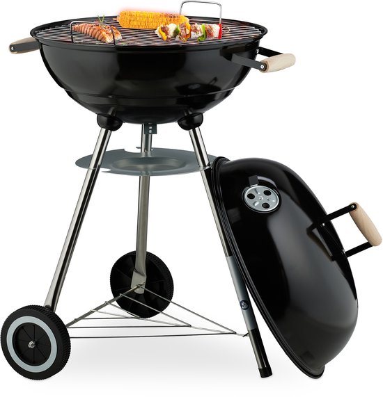kogelbarbecue Ø 44 cm - met wielen - deksel - luchtrooster - asvanger van Merkloos