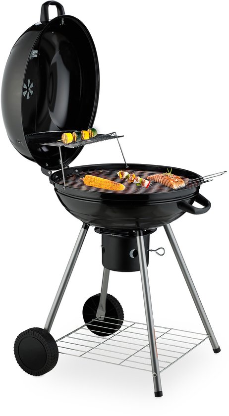 kogelbarbecue Ø 53 cm - op wielen - 2 roosters - thermometer - asvanger van Merkloos