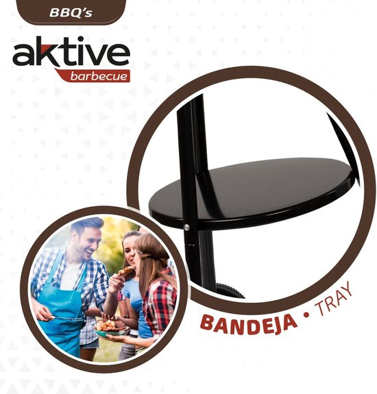 Kolenbarbecue met wielen Aktive Aluminium Geëmailleerd metaal Textil 42 x 76,5 x 42 cm Zwart van Aktive