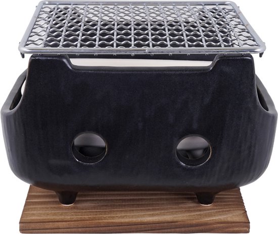 Konro Grill - Bizen Black 18,5cm - Shichirin - Yakitori Grill - Japanse Barbecue - Hibachi BBQ van Satake