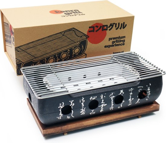 Konro Grill - Japanse BBQ Grill - Shichirin BBQ - Houtskoolbarbecue - Keramisch Japanese Yakitori Grill - Hibachi Kookoppervlak 36x18cm van Yakinikuza