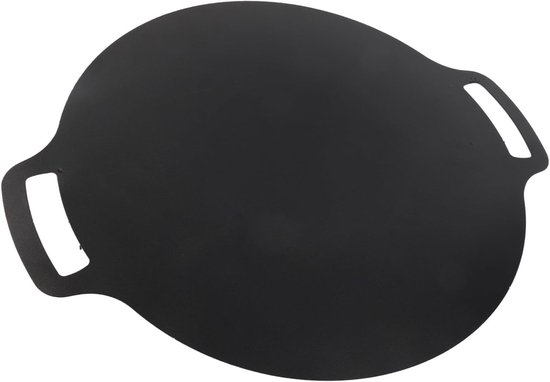 Koreaanse Grillpan met Antiaanbaklaag, Ronde Maifan Steen Grill voor BBQ, Geschikt voor Binnen en Buiten, Verkrijgbaar in Meerdere Maten (34cm)