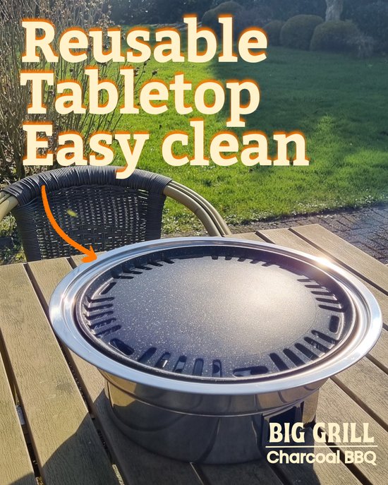 KoreanVibe The big Grill Barbeque - BBQ - Grill - Tafel - Barbecue - Korean bbq - houtskool bbq - koreaanse barbeque van KoreanVibe