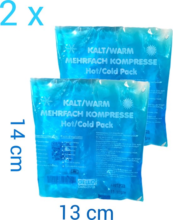 koud-warm kompres - 2 stuks - Hot-cold pack - 13 x 14 cm - 410 gram - Flexibel coolpack / icepack / gelpack voor bij blessures - Platte Koelelementen voor koeltas van Amiigo