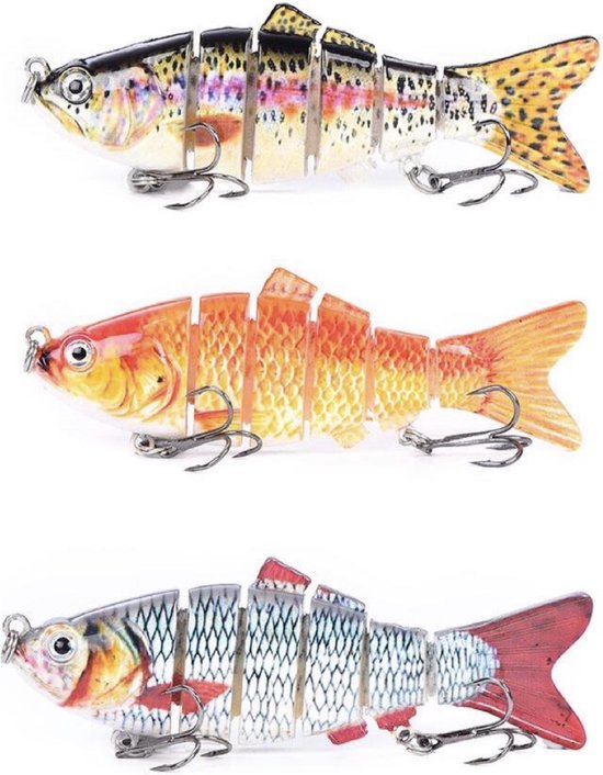 Kunstaas set 3 voor roofvis  - kunstaas snoek - pluggen met haak - kunstaas roofvis - hengelsport - set van 3 stuks van Glimmis