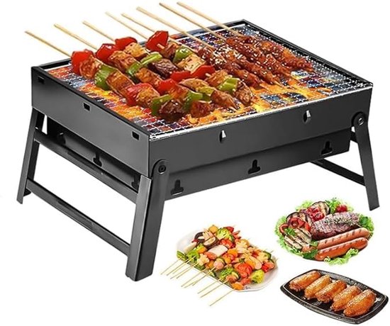 KZQ Draagbare houtskoolbarbecue opvouwbaar - Compacte tafelgrill voor buiten - Geschikt voor tuin picknick strand en kamperen - Lichtgewicht en eenvoudig mee te nemen
