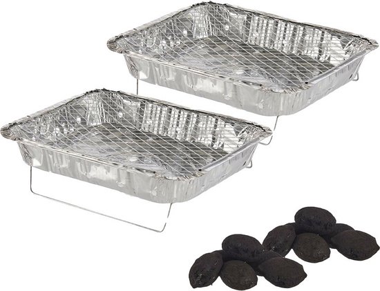 La Dehesa Eenmalig gebruik wegwerp BBQ/Barbeque grills - 2x - 31 x 23 x 6 cm van La Dehesa