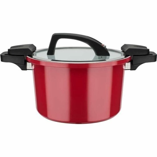 Lagedrukpan - GSW - 24 cm - 6 L - Gesmeed aluminium - Inductie - Rood van Merkloos