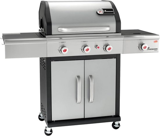 Landmann Triton PTS 3.1 Gas BBQ - Zijbrander - 3 Branders - 140 cm - Edelstaal - Gietijzeren Rooster