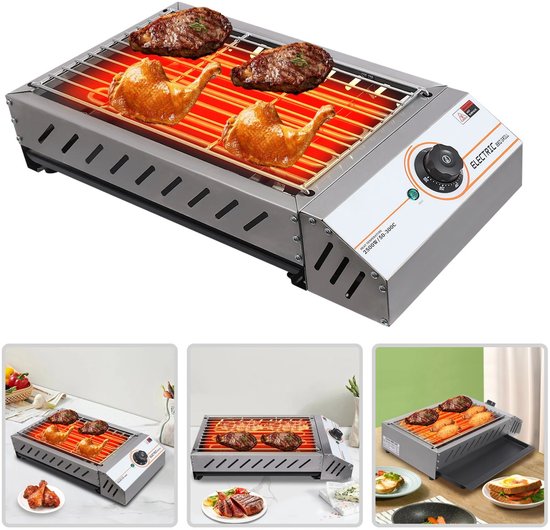 LeeuwenChoice® Elektrische BBQ - RVS Camping Grill - Outdoor BBQ Brander van Merkloos