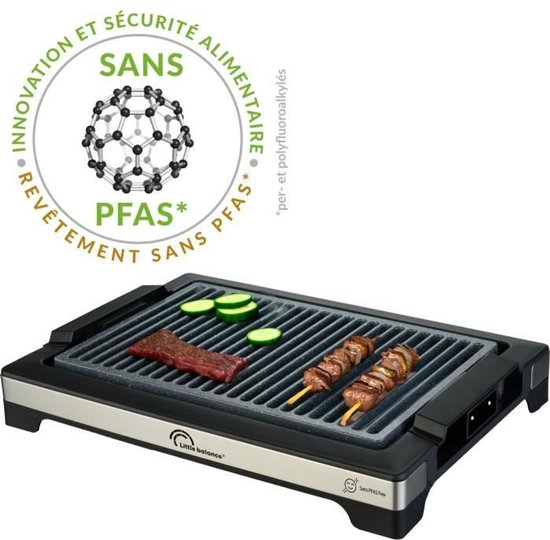 LITTLE BALANCE Elektrische Barbecue - Easy Nopifas - Kookoppervlak 38 x 25 cm - PFAS-vrije microkeramische coating - 2000W van Merkloos