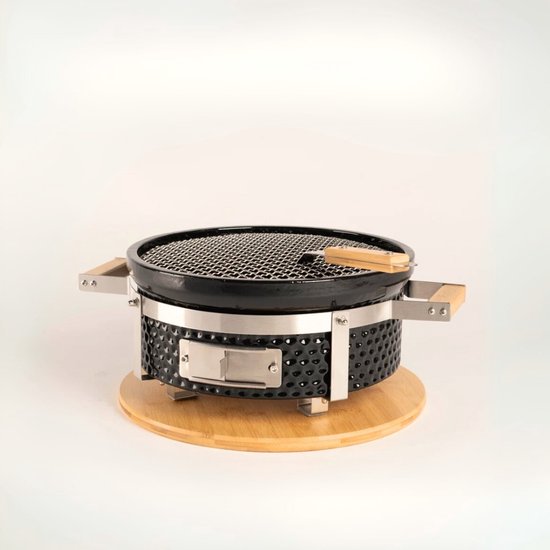 LIVIN' Ronde Shichirin BBQ - Barbecue - Tafelgrill - Hibachi - Japanse BBQ Grill - Keramische Japanese Yakitori Grill - Geschikt Voor Binchotan Houtskool - 2 t/m 6 Personen - Grilldoorsnede 29.8 cm van LIVIN'