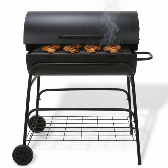 Lomera Cilinder BBQ - Houtskoolbarbecue - Houtskool BBQ - Verrijdbare BBQ - BBQ op Wielen - Barbecue op Wielen - Cilinder Barbecue - Verrijdbare Houtskoolbarbecue - Houtskoolbarbecue op Wielen van Merkloos