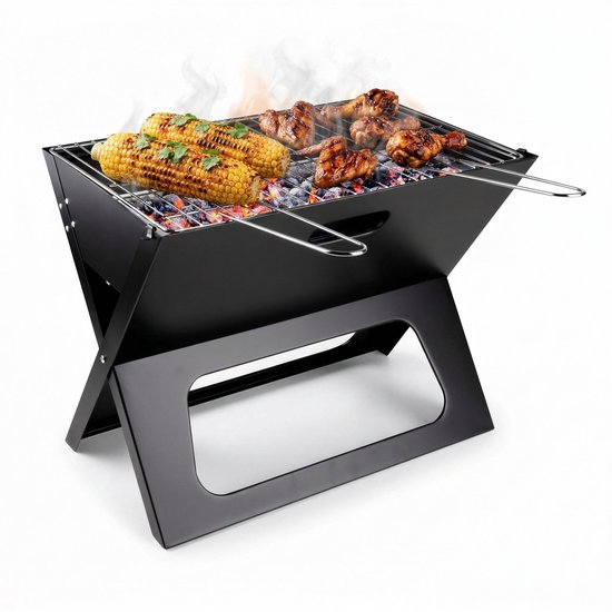 Lomera Draagbare Barbecue - Opvouwbare BBQ - Houtskoolbarbecue - Tafelbarbecue - Camping Barbecue - Mini Barbecue - Opklapbaar - Reis Barbecue - Festival BBQ - Houtskool Grill - Balkon Barbecue - Picknick BBQ - Met Handgrepen - Zwart van Merkloos