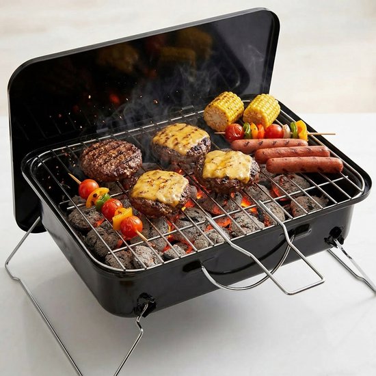 Lomera Draagbare BBQ - Tafel BBQ - Tafelbarbecue - Draagbare Barbecue - Mini BBQ - Camping BBQ - Camping Barbecue - Houtskool BBQ - Houtskoolbarbecue - Opvouwbare BBQ - Inklapbare BBQ van Merkloos