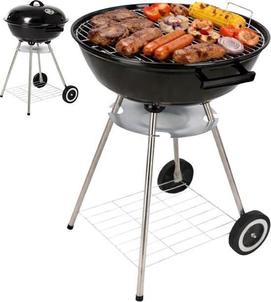 Lomera Houtskoolbarbecue - Houtskool BBQ - Houtskool Barbecue - Kogelbarbecue - Kogel BBQ - Barbecue op Wielen - BBQ op Wielen - Houtskoolbarbecue op Wielen - Houtskool BBQ met Wielen van Merkloos