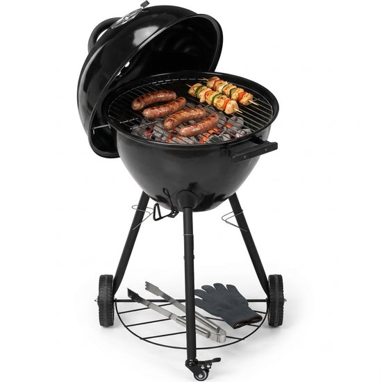 Lomera Houtskoolbarbecue - Houtskool BBQ - Houtskool Barbecue - Kogelbarbecue - Kogel BBQ - BBQ met Deksel - Houtskoolbarbecue met Deksel - Barbecue met Deksel - BBQ op Wielen - Barbecue op Wielen van Merkloos