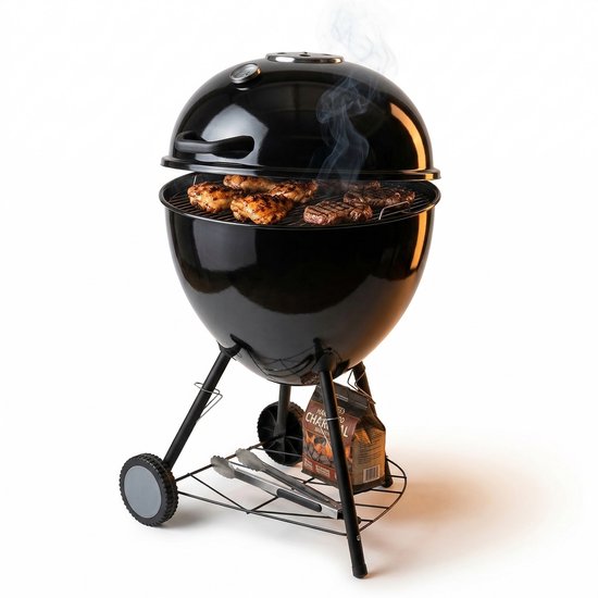 Lomera Houtskoolbarbecue - Houtskool BBQ - Kogelbarbecue - Kogel BBQ - Kettle Barbecue - Kettle BBQ - Barbecue met Deksel - Houtskoolbarbecue met Deksel - Barbecue op Wielen - Houtskoolbarbecue op Wielen van Merkloos