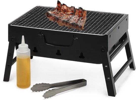 Lomera Opvouwbare Barbecue - Draagbare Houtskool Grill - Inklapbaar Model - Strand Barbecue - Park Barbecue - Balkon Barbecue - Gepoedercoat Staal - Compact En Lichtgewicht Formaat - Mini Grill - Reis Barbecue - Outdoor Grill van Lomera