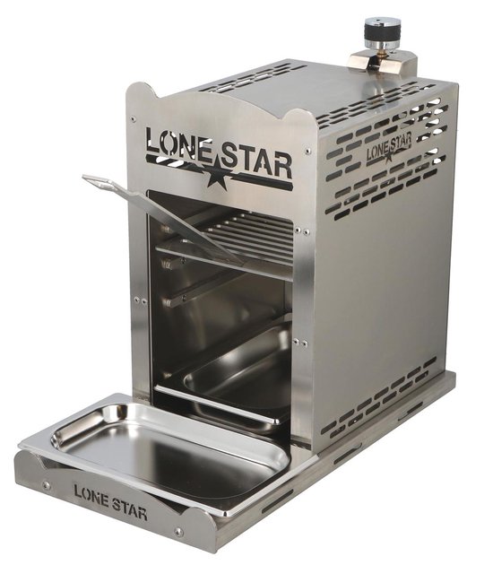 Lonestar - Hoge Temperatuur Grill / Gasbarbecue - Tafelmodel - 800 °C - Roestvrij Edelstaal - 42 x 40 x 22 cm van Merkloos