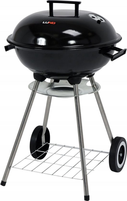 Lund Grill Kleur Zwart met deksel en handgrepen - Ø 41 cm van Merkloos