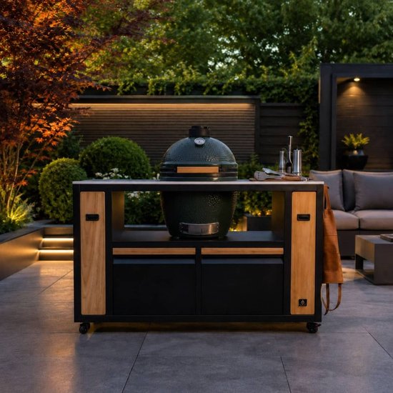 LUXE BUITENKEUKEN GRILLNEST - 4 LADES - INCL. MONOLITH KAMADO GRILL - W155 x D60 x H99 CM - STAINLESS STEEL - COMPLEET