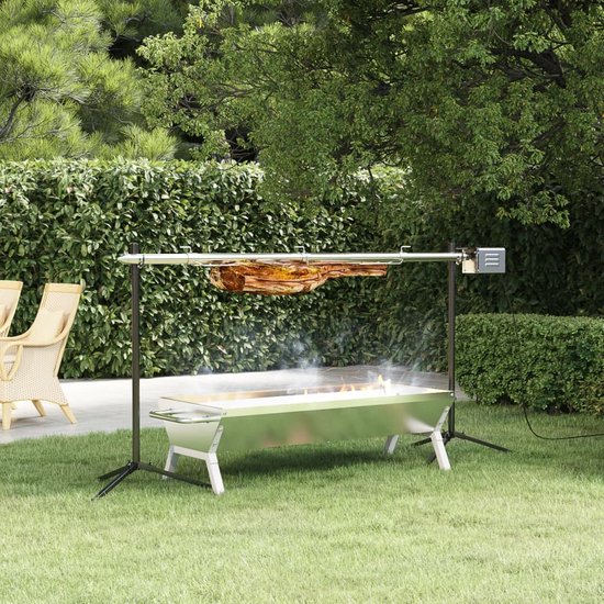 LuxeLivin' - Automatische barbecue met motor 150x46,5x82,5 cm roestvrijstaal van LuxeLivin'