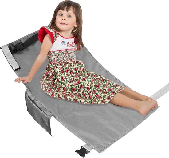 Luxiba - Voetsteun voor Vliegtuigkinderen - Stoelverlenging voor Kinderen - Draagbaar Reisbed - Licht en Opvouwbaar (grijs) van Luxiba