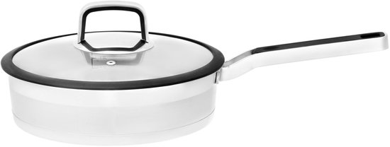 Maku Kitchen life Hapjespan staal met glazen deksel 2,5 L 25 cm van Maku